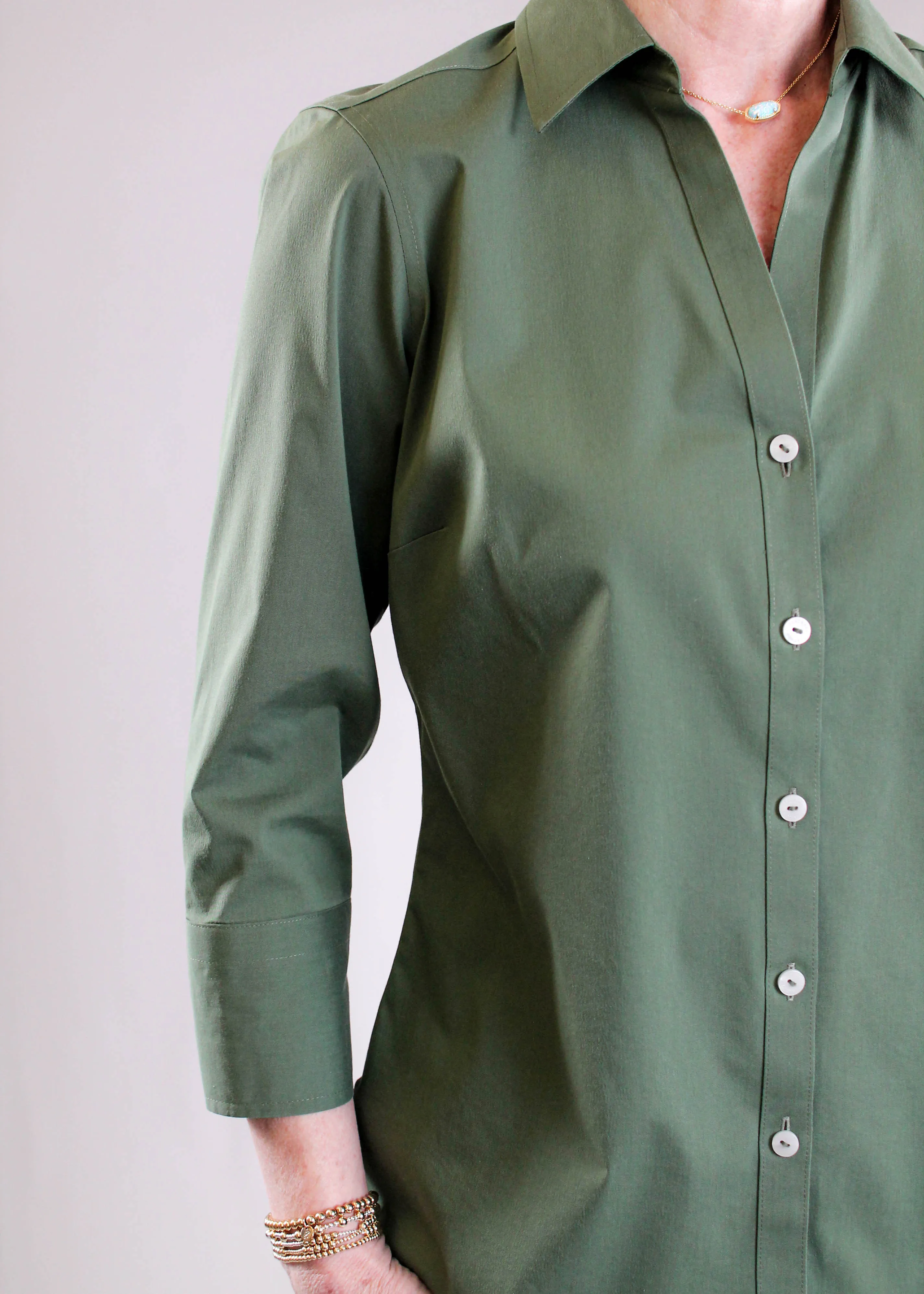 Foxcroft Mary 3/4 Sleeve Button Down Blouse