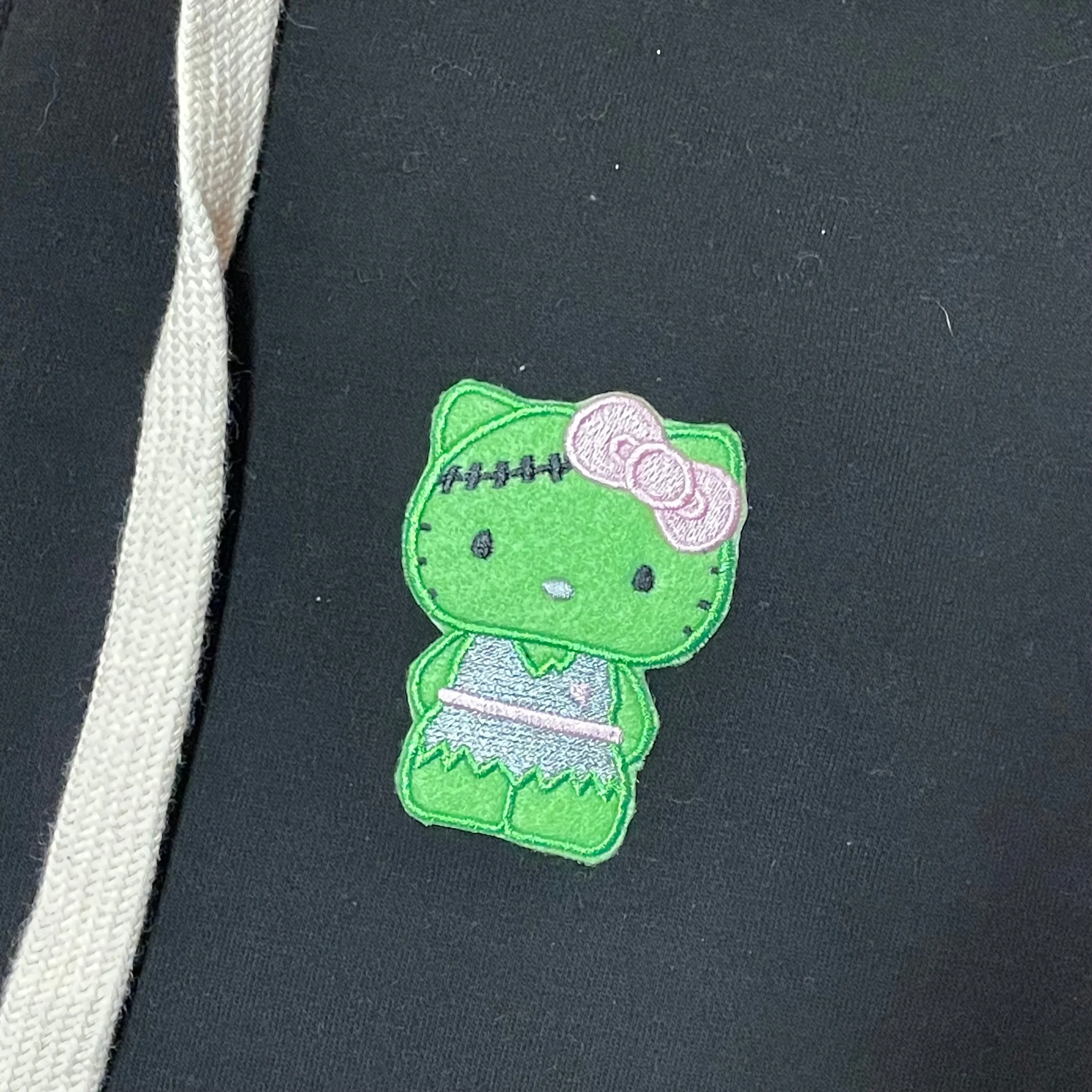 Franken-Kitty Patch Zippered Hoodie