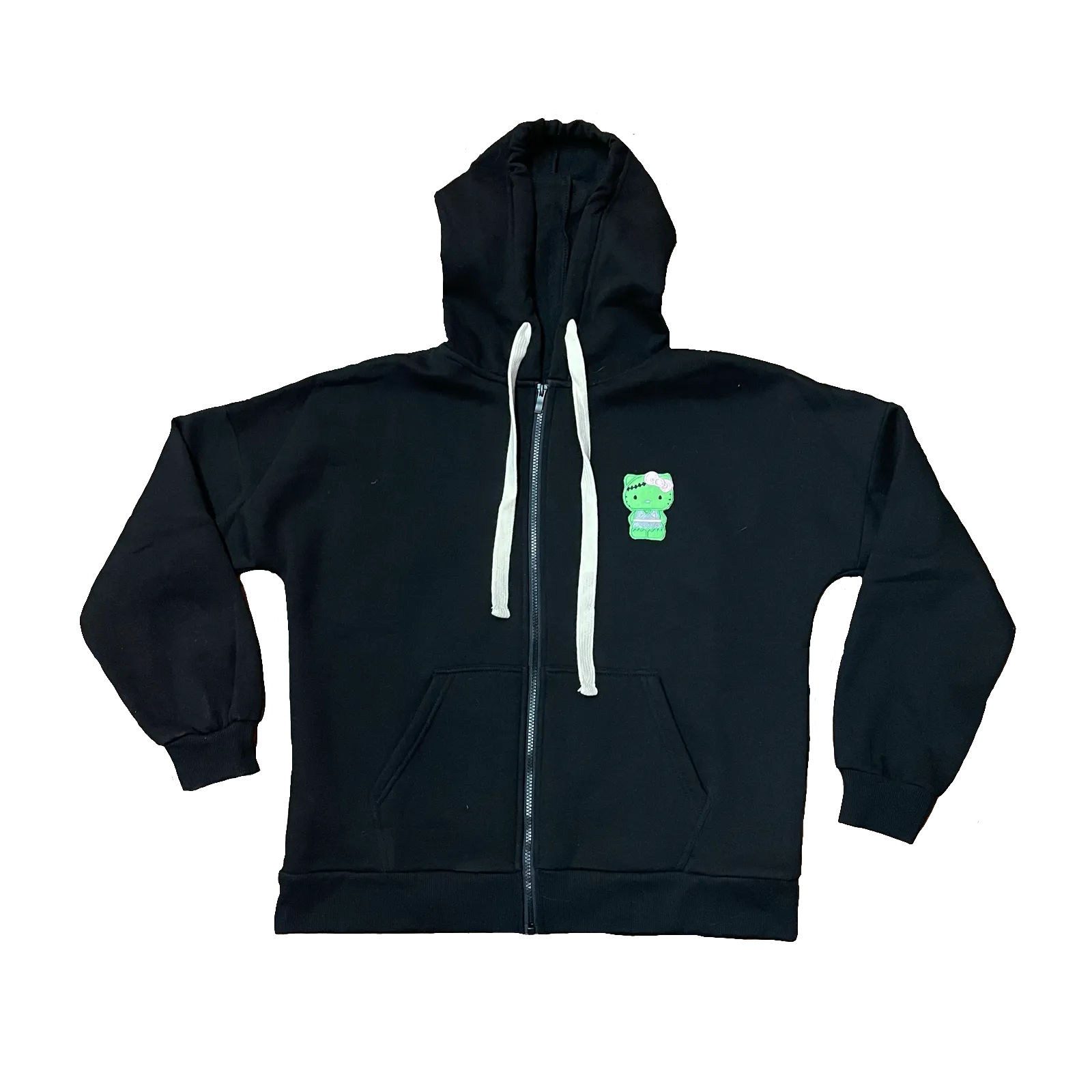 Franken-Kitty Patch Zippered Hoodie