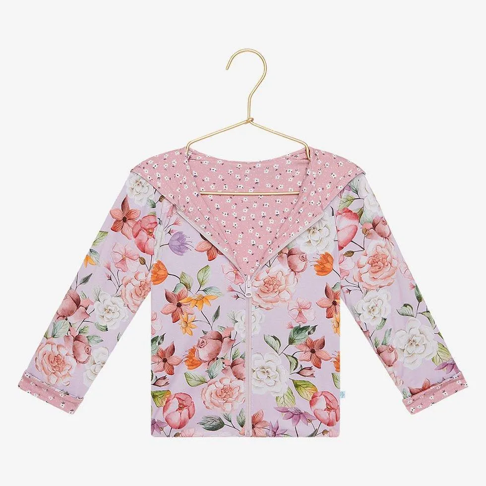 Girl's Bamboo Long Sleeve Reversible Jacket, Pari (Floral)