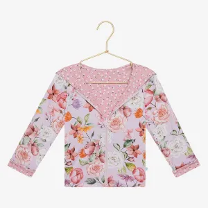 Girl's Bamboo Long Sleeve Reversible Jacket, Pari (Floral)
