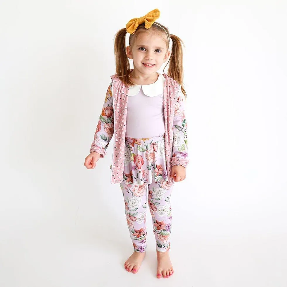 Girl's Bamboo Long Sleeve Reversible Jacket, Pari (Floral)