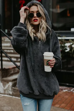 Grey Furry Warm Pullover Hoodie