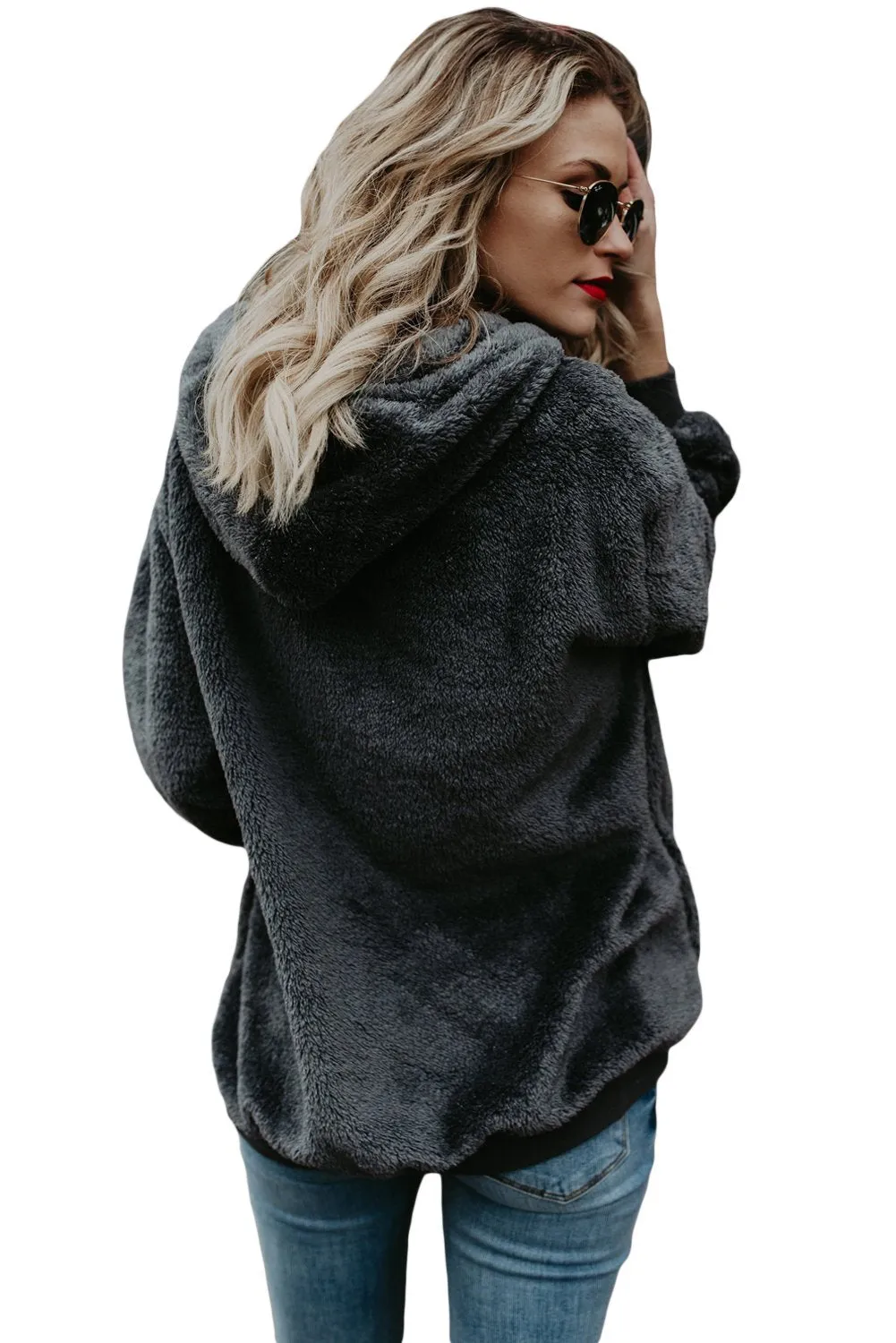 Grey Furry Warm Pullover Hoodie
