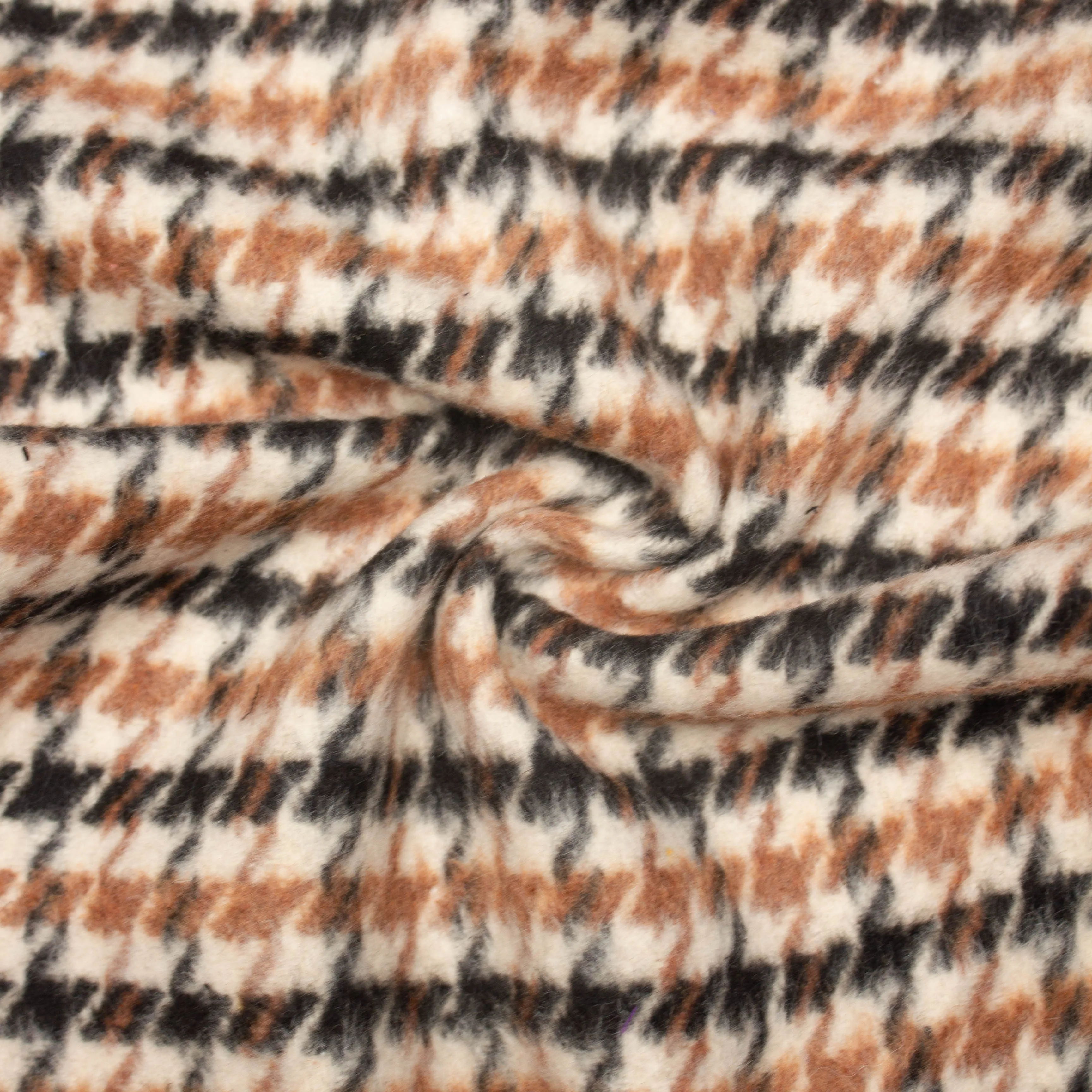 Huge Beige/Black Houndstooth Modacrylic