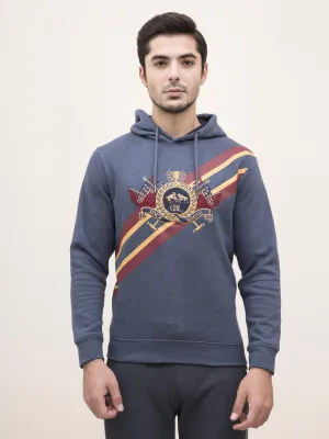 JACKET FULL SLEEVE KNIT HOODIE BLUE MELANGE