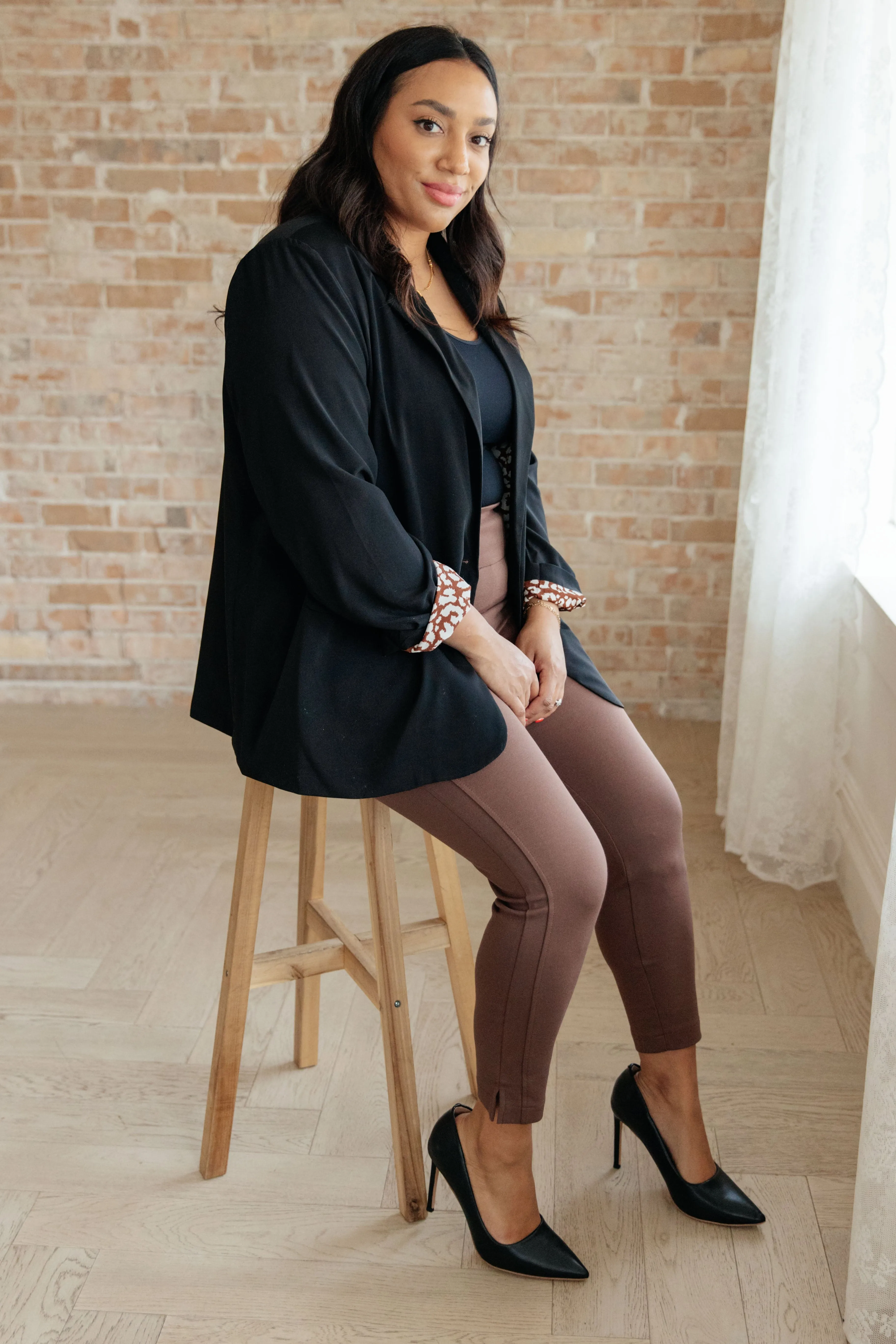 Jodifl Cheetah Lined Every Day Blazer in Black