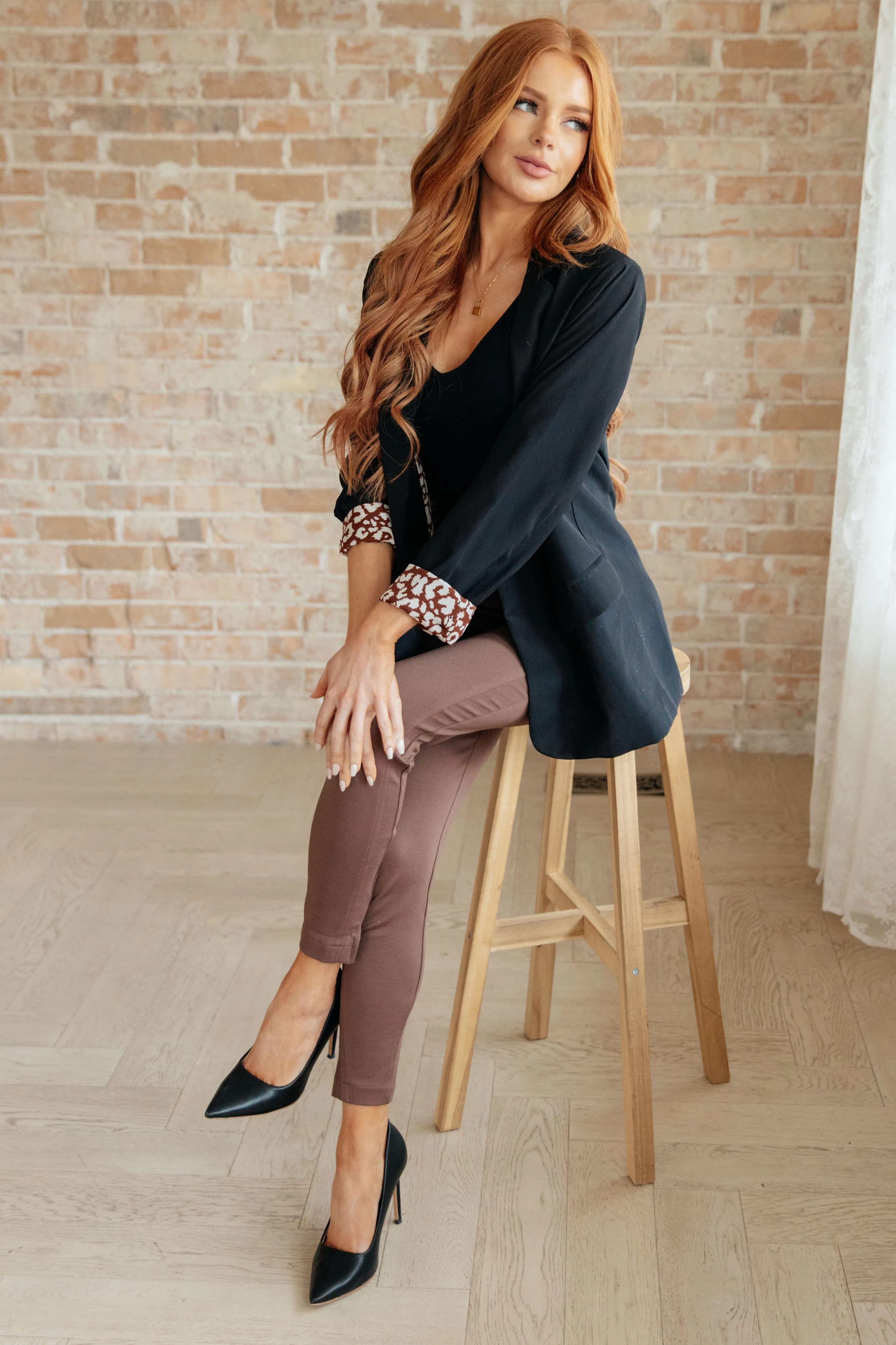 Jodifl Cheetah Lined Every Day Blazer in Black