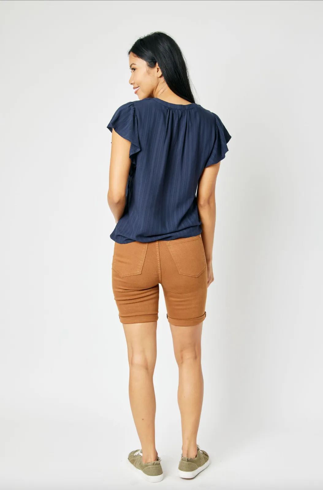 Judy Blue Tummy Control Bermuda Shorts - Brown