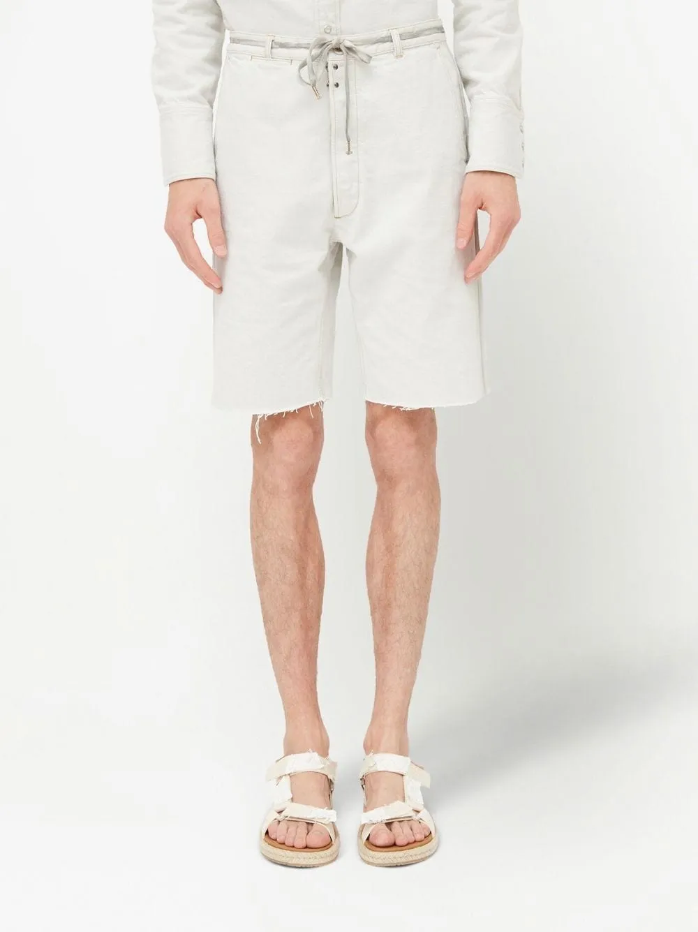 knee-length denim shorts