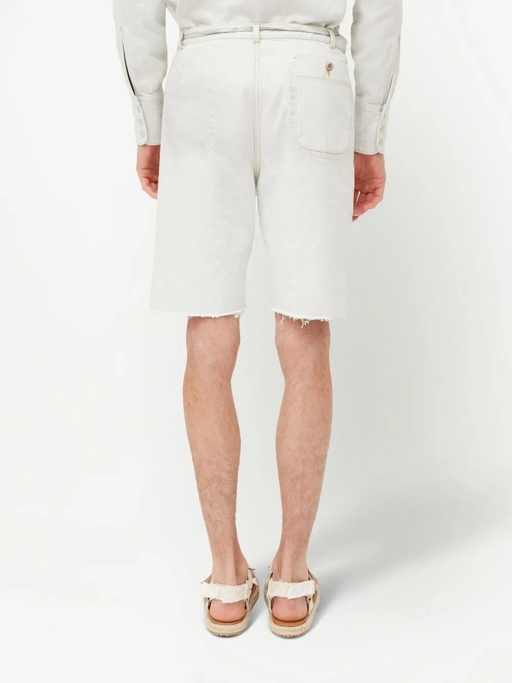 knee-length denim shorts