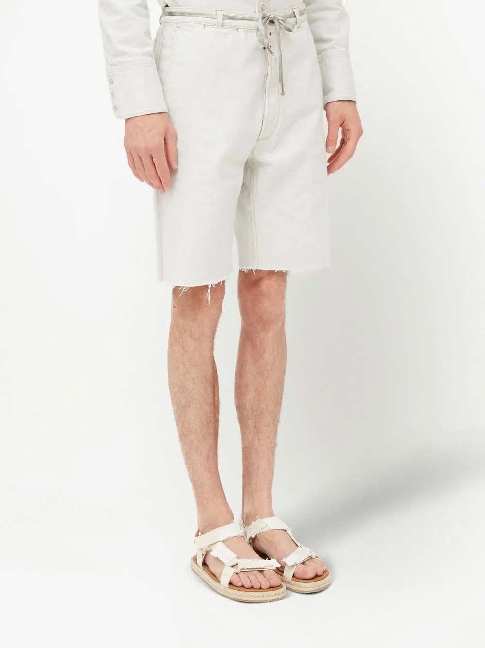 knee-length denim shorts
