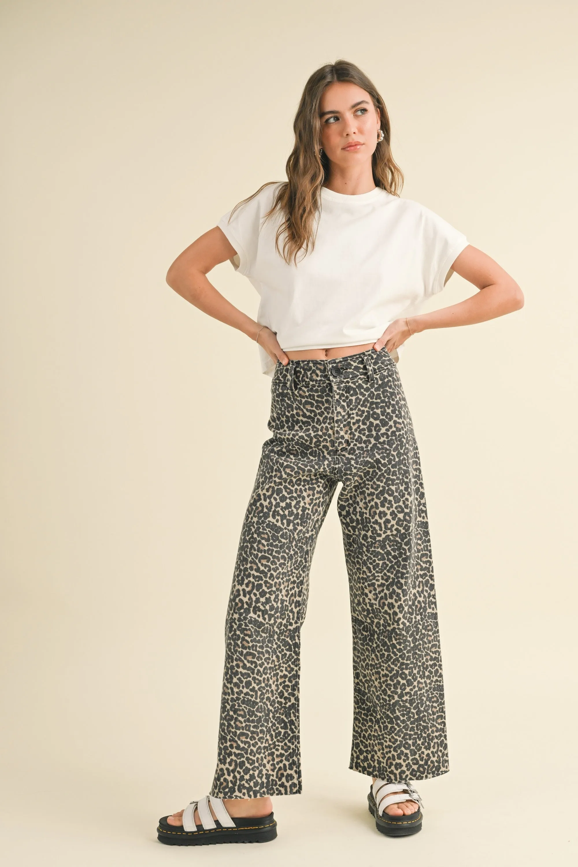 Leopard Print Wide Leg Pants