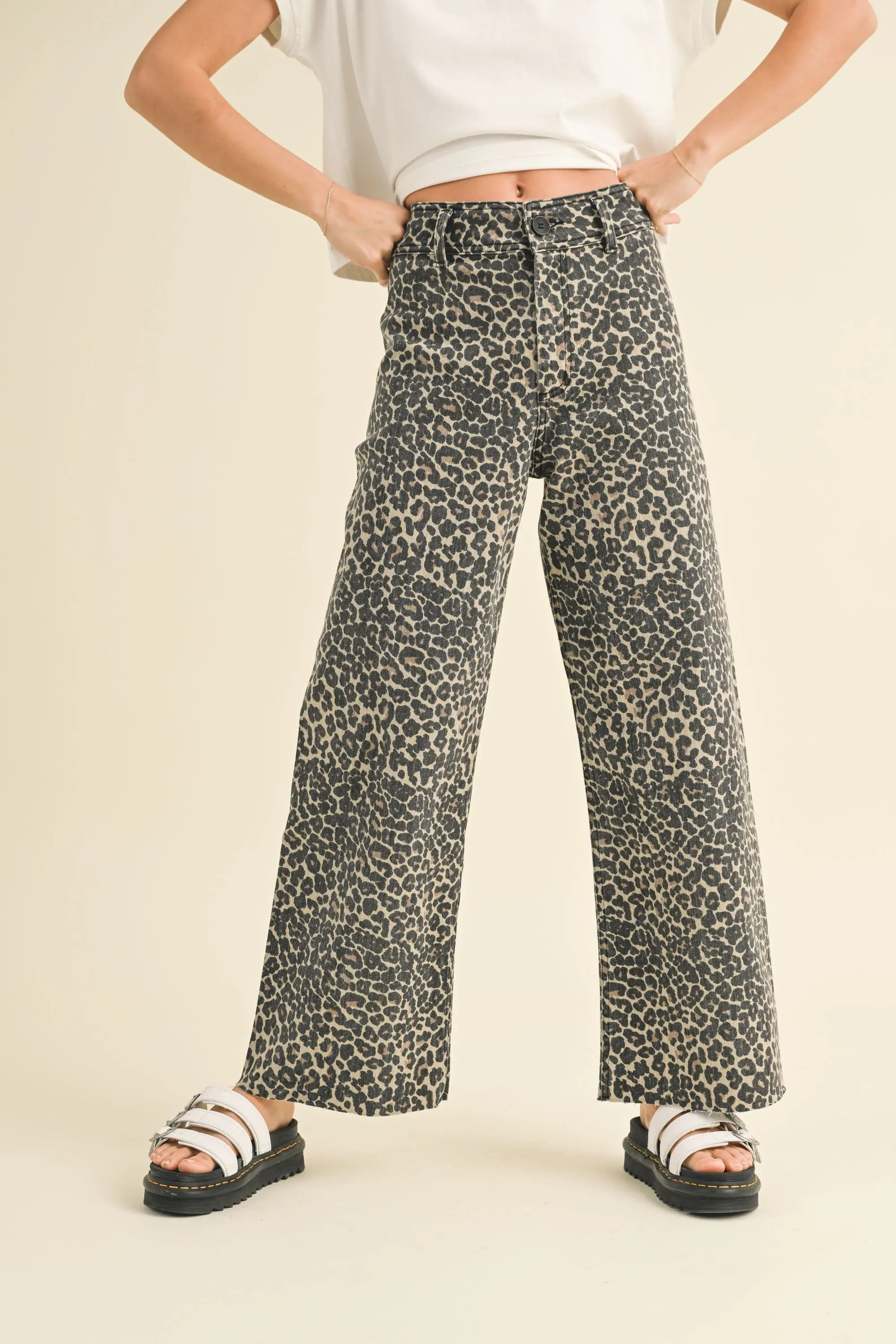Leopard Print Wide Leg Pants