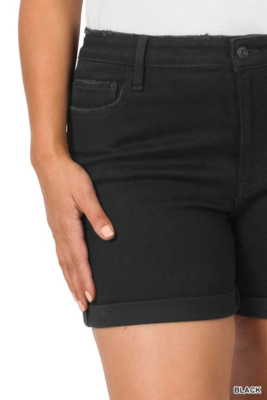 Let's Unwind Black Denim Shorts