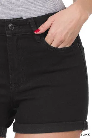 Let's Unwind Black Denim Shorts