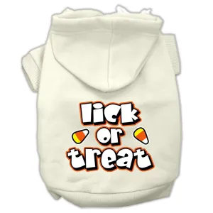 Lick Or Treat Screen Print Pet Hoodies Cream Size Lg (14)