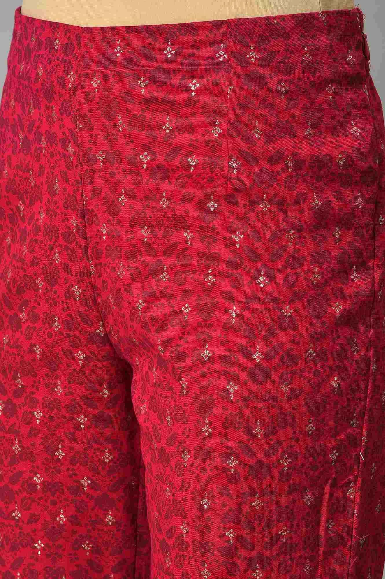 Light Blue Floral Printed kurta With Pink Slim Pants And Dupatta