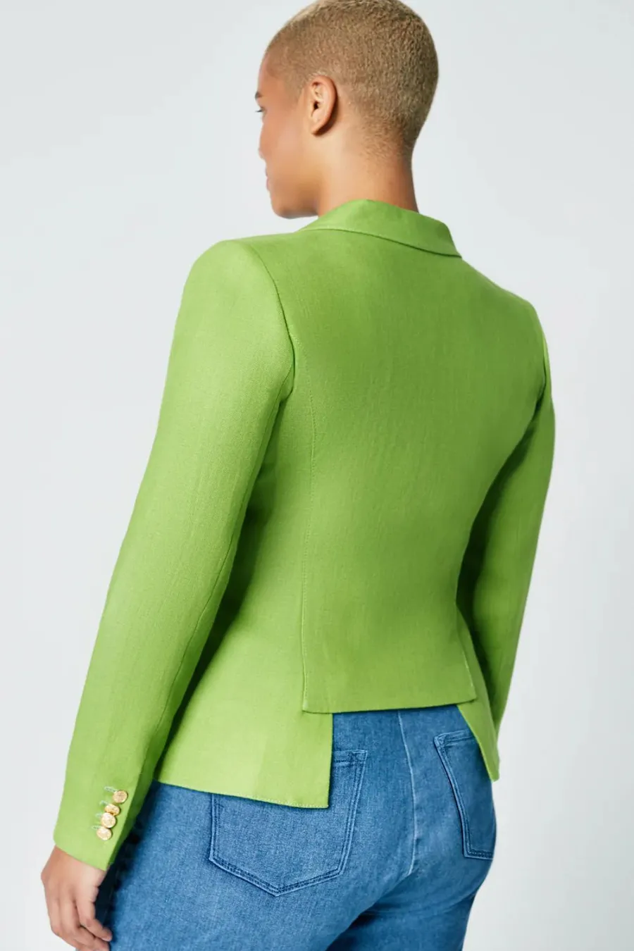 Linen Duchess Blazer Grass Green