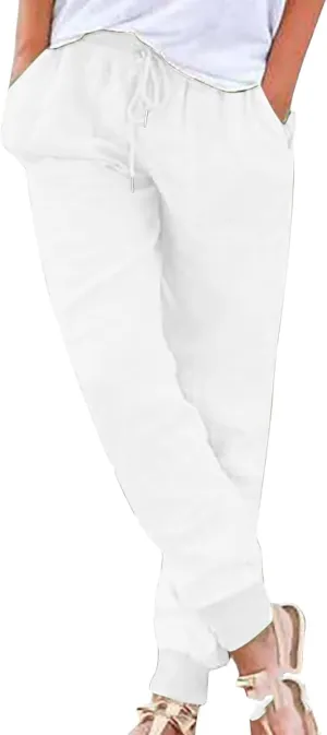 Linen Pants for Women Cotton Linen Loose Fit Trousers Wide Leg Pant Palazzo Pants Casual Summer Going Out 2025