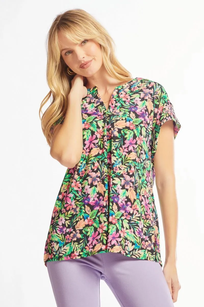 Lizzy Short Sleeve Top-Black Multi