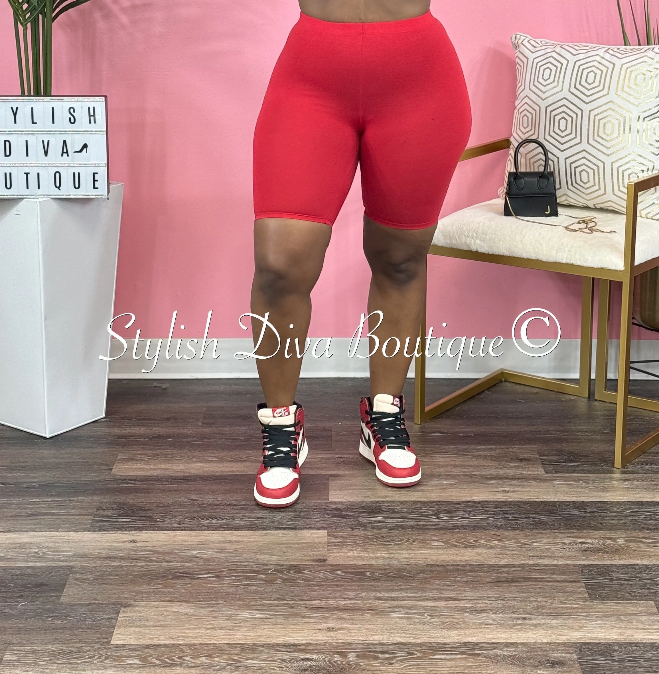 Luxe Cotton Biker Shorts up to 3XL (Red)