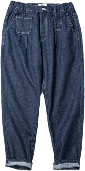 Men's Vintage Washed Distressed Baggy Jeans Casual Elastic Waist Straight Leg Denim Harem Pants