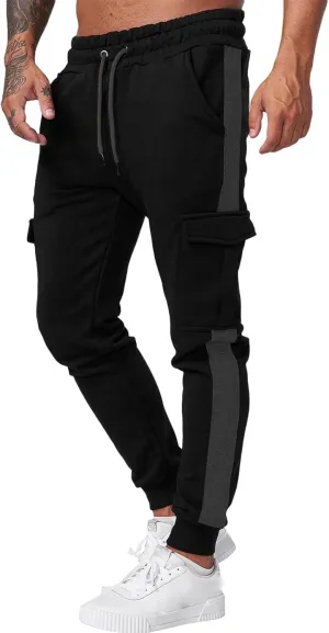 Mens Workout Cargo Sweatpants Drawstring Waist Side Pocket Straight Cargo Pants Joggers Men's Casual Athletic Cargo