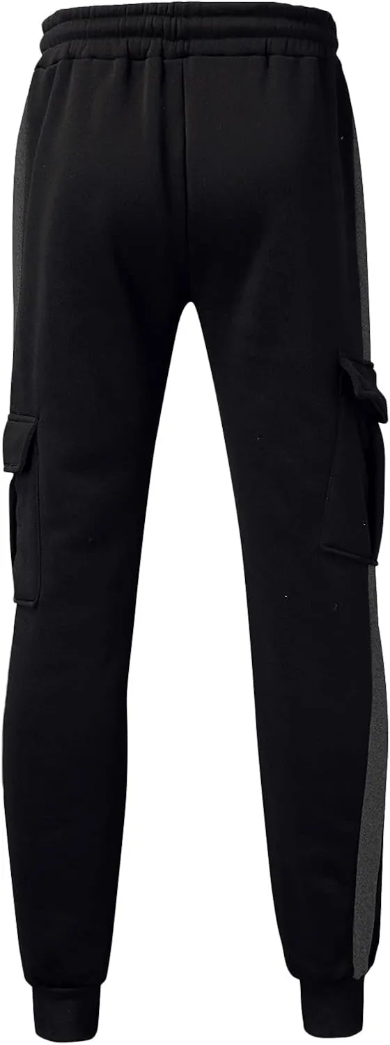 Mens Workout Cargo Sweatpants Drawstring Waist Side Pocket Straight Cargo Pants Joggers Men's Casual Athletic Cargo