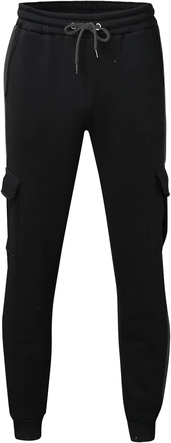 Mens Workout Cargo Sweatpants Drawstring Waist Side Pocket Straight Cargo Pants Joggers Men's Casual Athletic Cargo