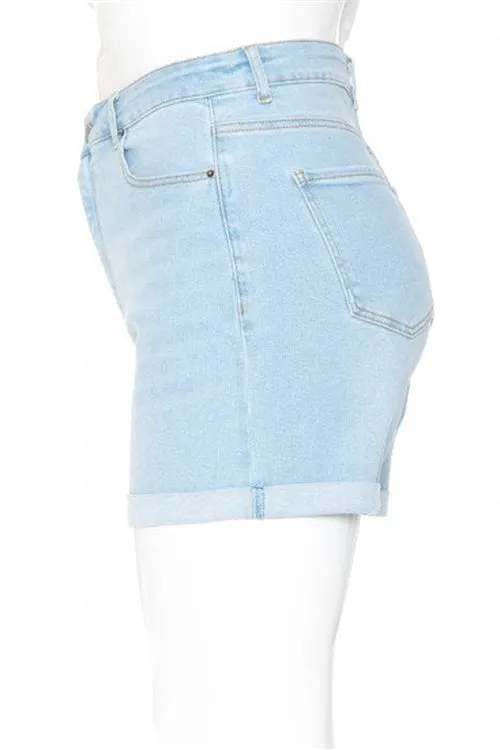 Out Of Town Light  Denim Shorts Plus Size