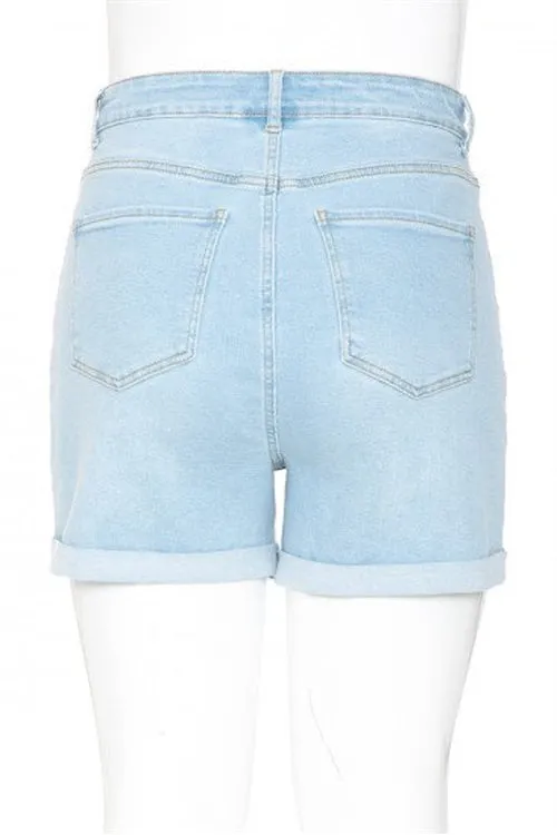 Out Of Town Light  Denim Shorts Plus Size