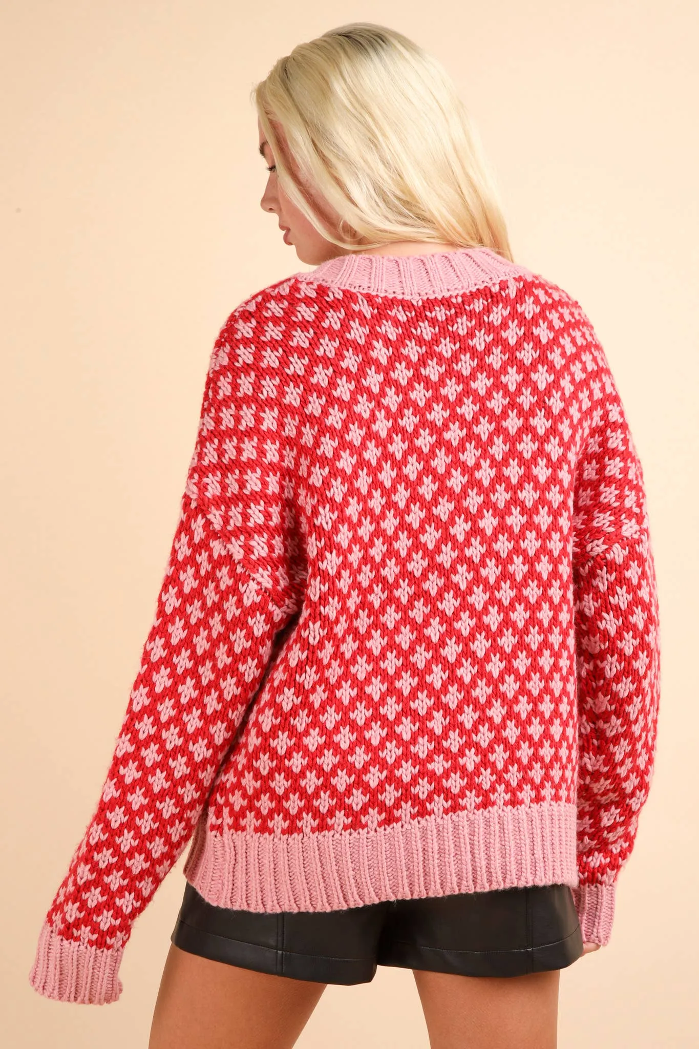 Oversized Graphic Knit Sweater Top