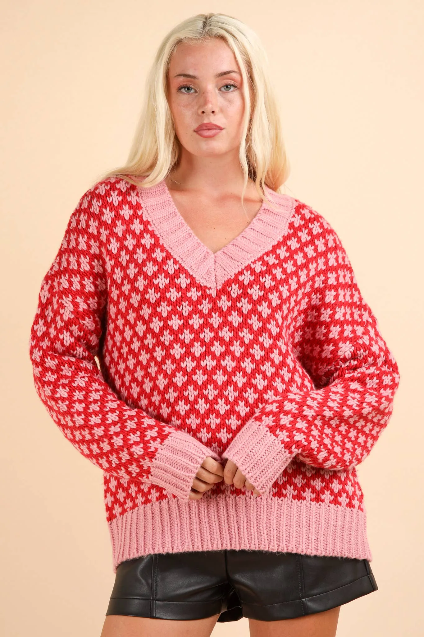 Oversized Graphic Knit Sweater Top