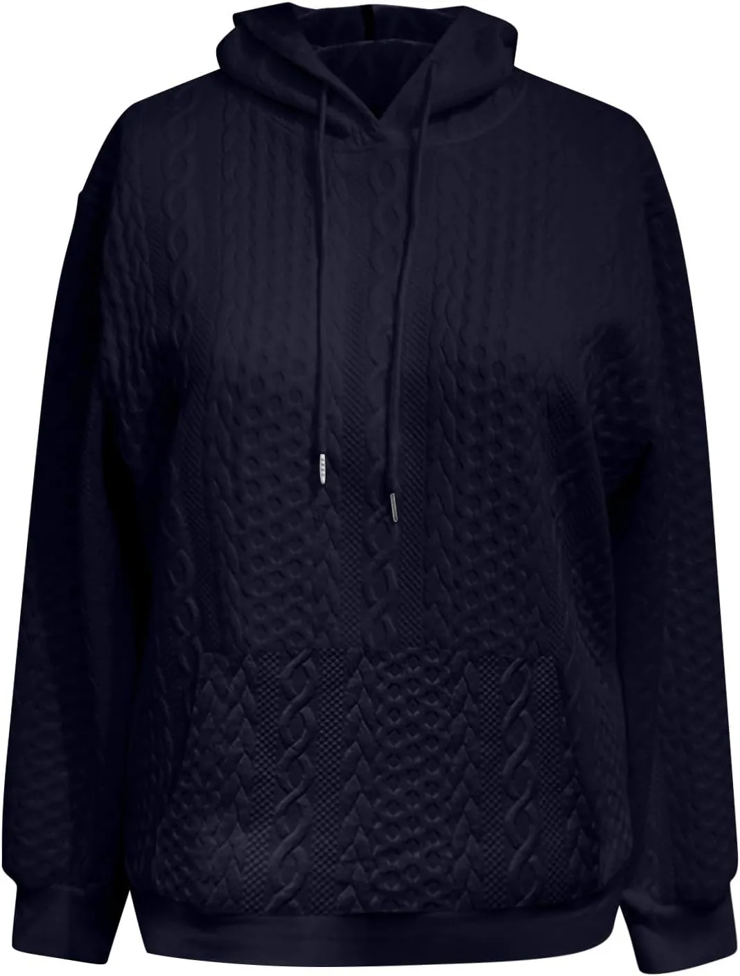 Oversized Sweatshirts for Women Loose Fit Drawstring Waffle Knit Hoodies Casual Cute Solid Long Sleeve Pullover Tops