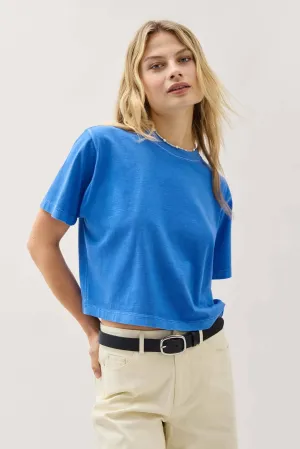 Pop Blue Relaxed Crop Tee
