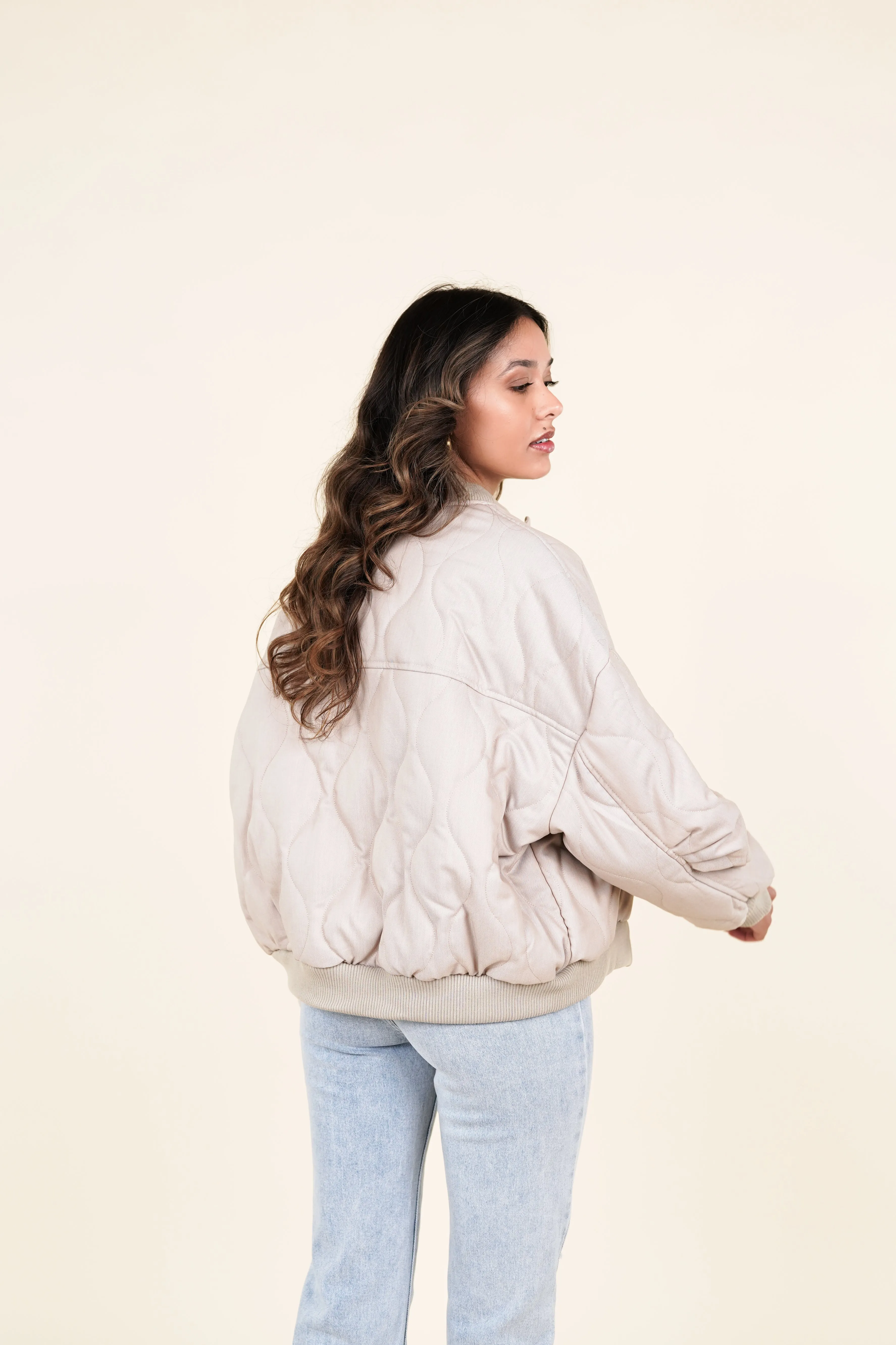 Puffer bomberjacket beige - Pippa