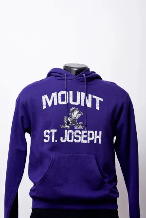 purple hoodie with white print