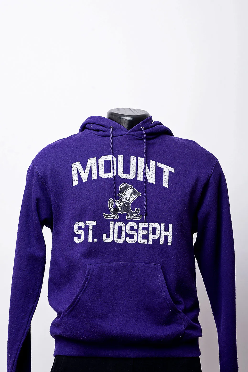 purple hoodie with white print