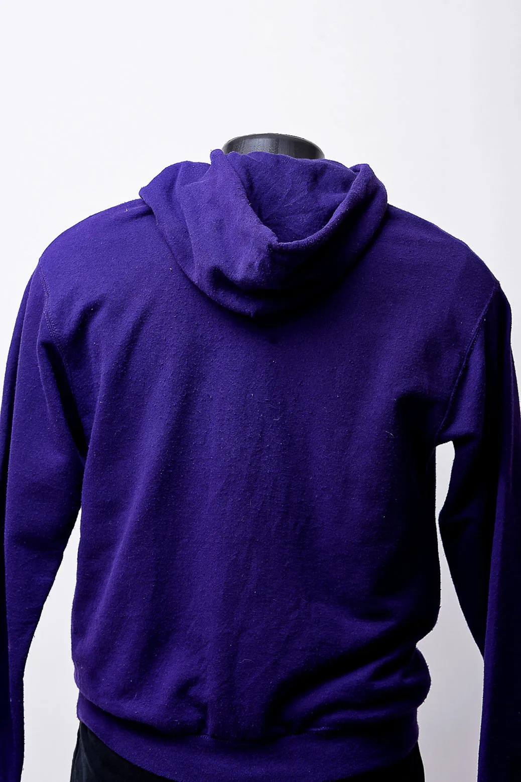 purple hoodie with white print