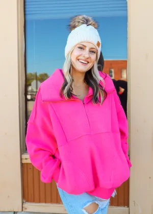 Relaxed Fit Zipper Front Fleece Sweatshirt