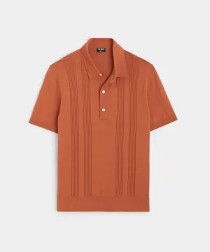 Silk Cotton Ribbed Polo in Copper Clay