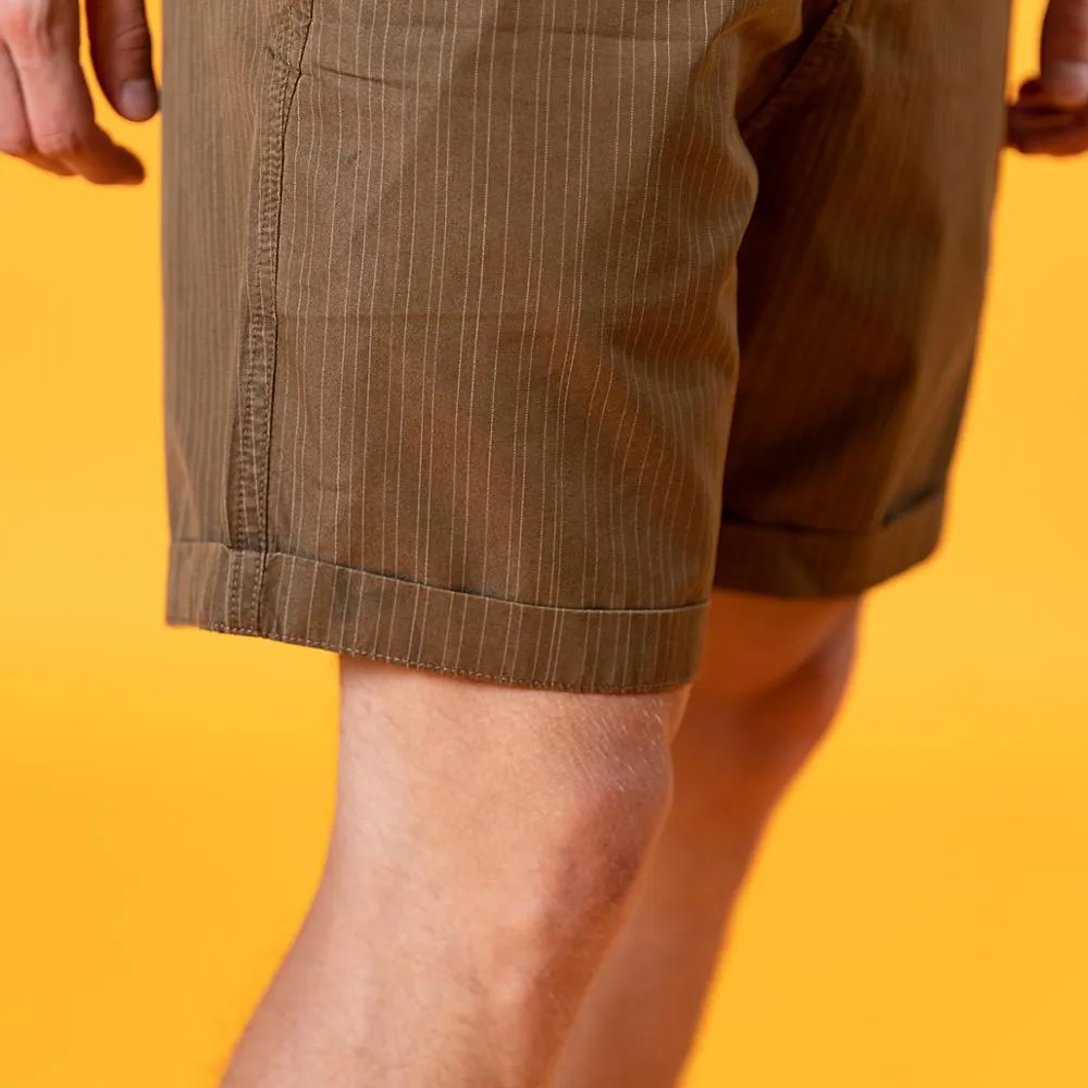 SIMWOOD 2020 summer vintage vertical striped shorts men garment dyed