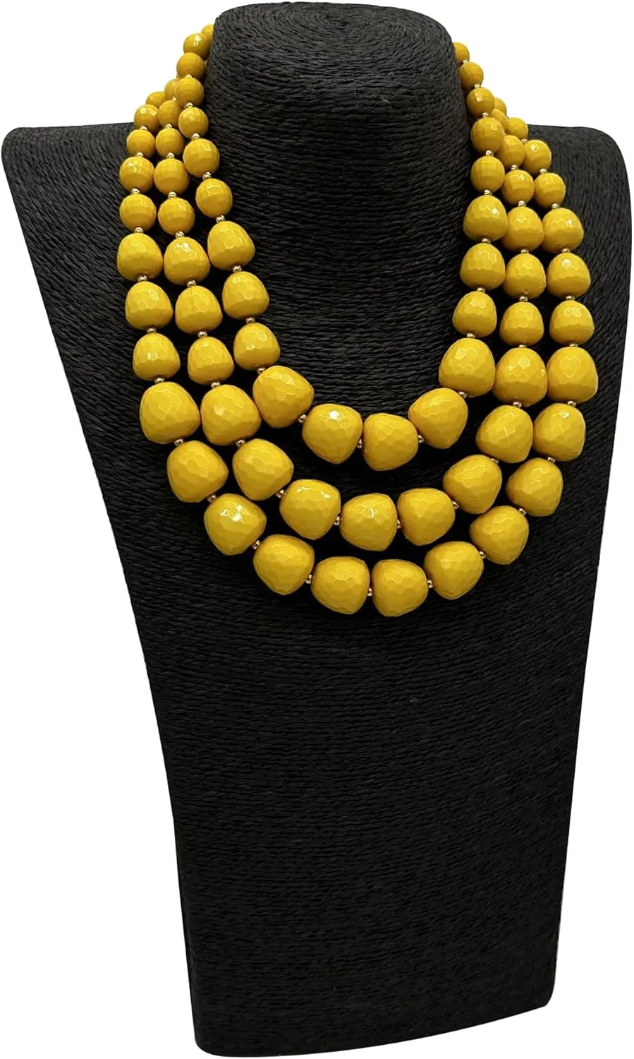 Statement Chunky Multi Strand Colorful Beaded Necklace For Women Fashion Costume Jewelry Earring Set Bold African Acrylic Large Strawberry Bead 3 Layered Bib Collar Choker
