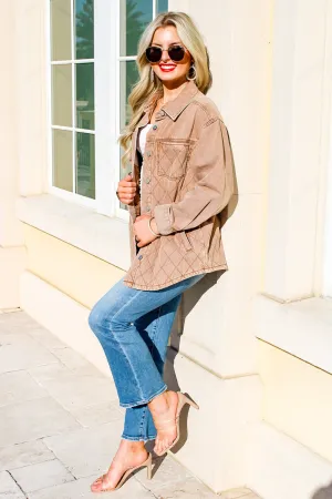 Stay Cozy Quilted Button Down Jacket - Camel