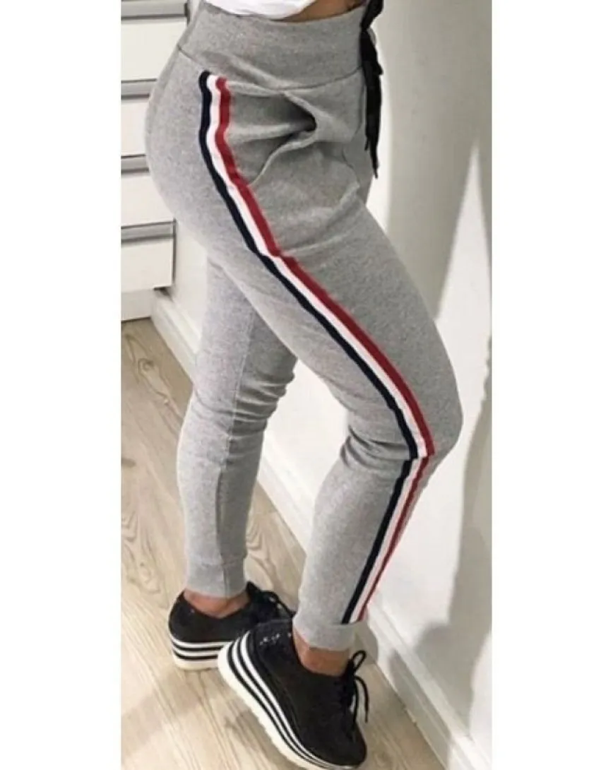 Striped Tape Side Drawstring Jogger Pants