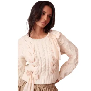 Sweet Twist Bow Sweater - Beige