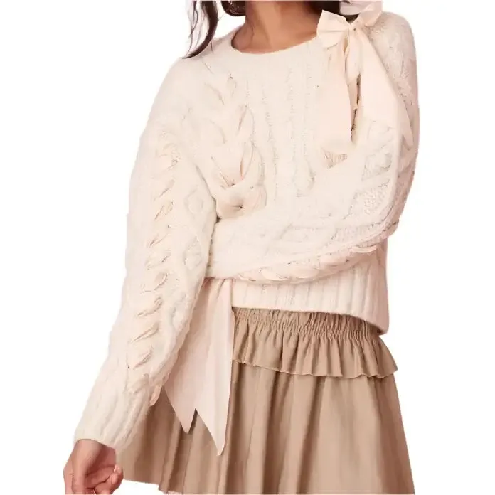 Sweet Twist Bow Sweater - Beige