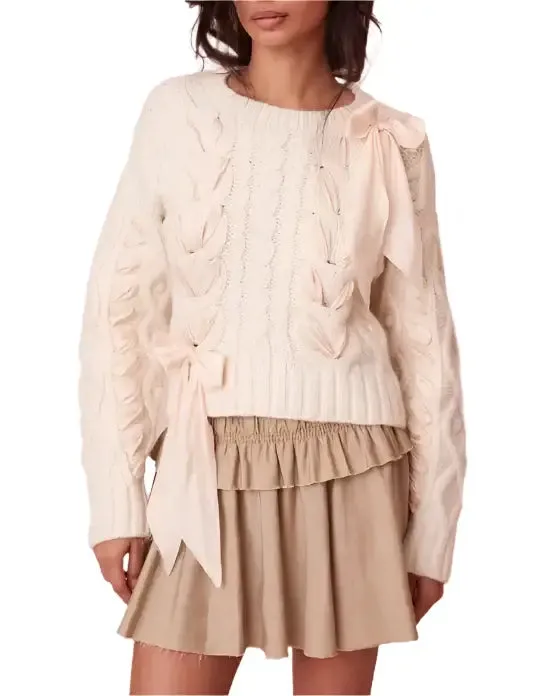 Sweet Twist Bow Sweater - Beige