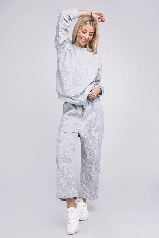 Textured Fabric Top and Pants Casual Set  *Online Only*